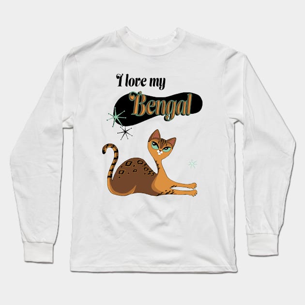 I Love My Bengal Cat White Long Sleeve T-Shirt by xenotransplant